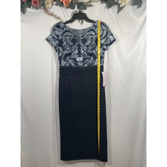 NWT $188‎ JS COLLECTIONS [ 4 ] Mixed Media Soutache Midi Dress In Navy - Picture 5 of 12